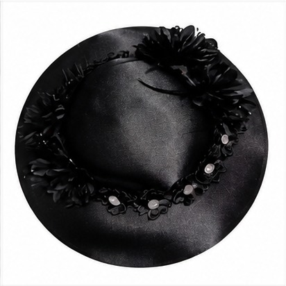 Black Floral Hat